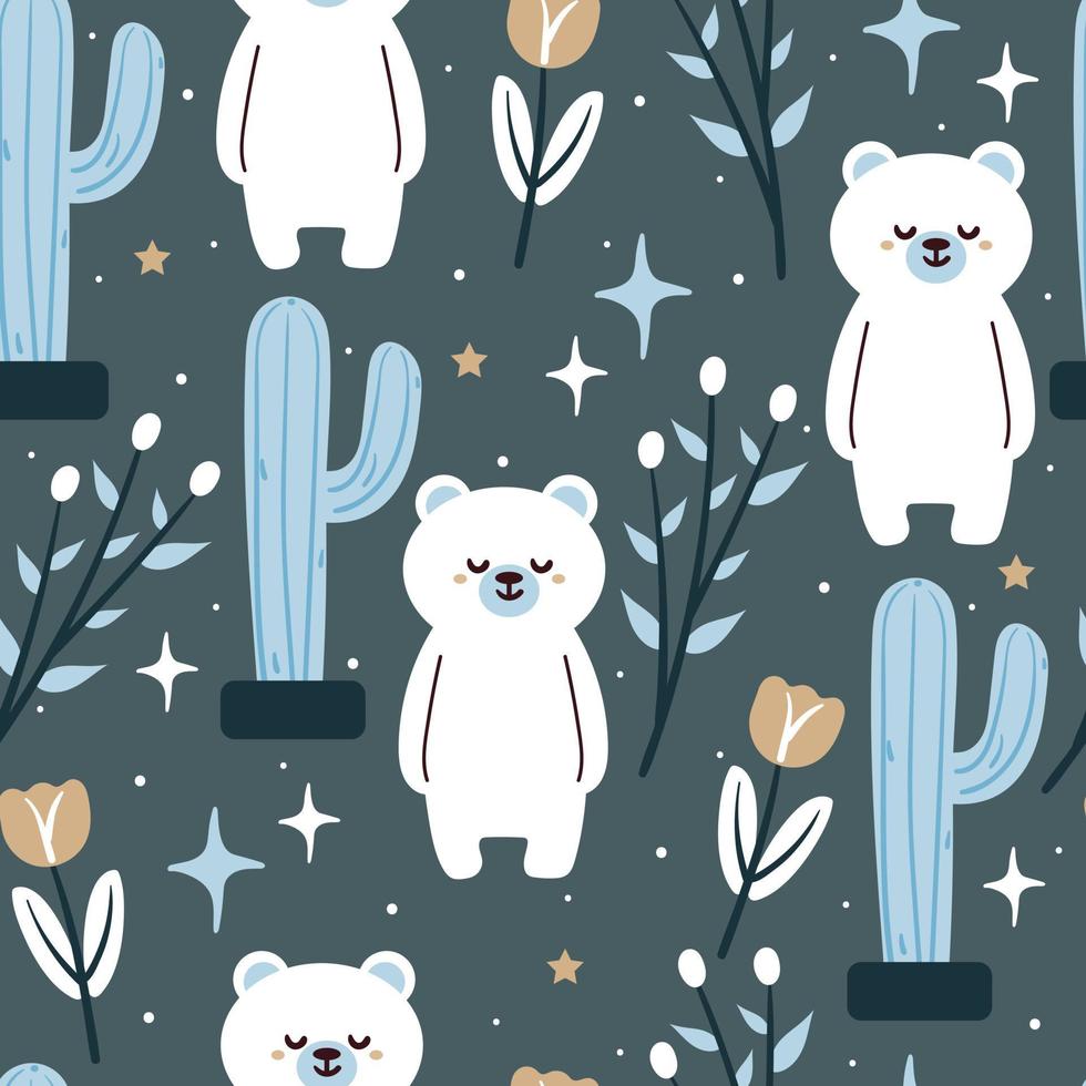 seamless pattern hand drawing cartoon bear. for kids wallpaper, fabric print, textile, gift wrap paper vector