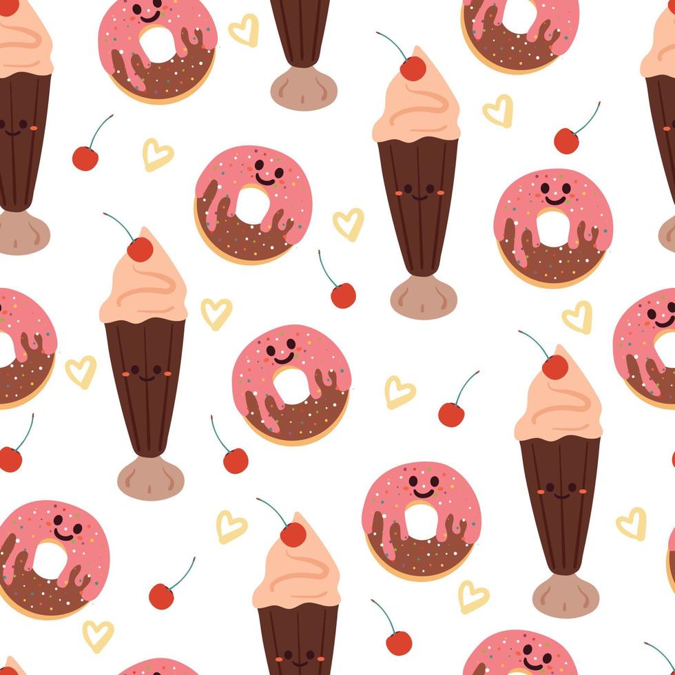 seamless pattern hand drawing dessert and cake. for fabric print, textile, gift wrapping paper vector