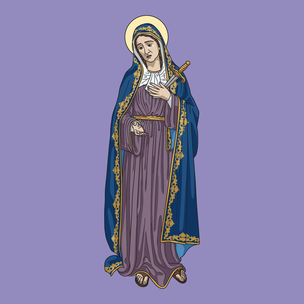 Our Lady of Sorrows Colored Vector Illustration