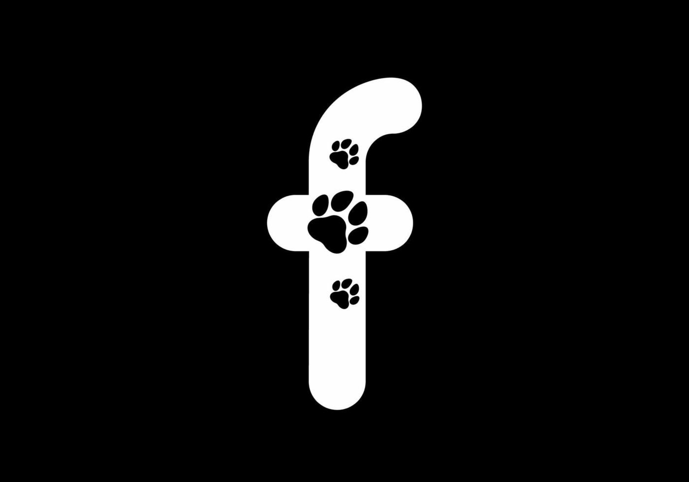 Black and white F initial letter with animal paw shape vector