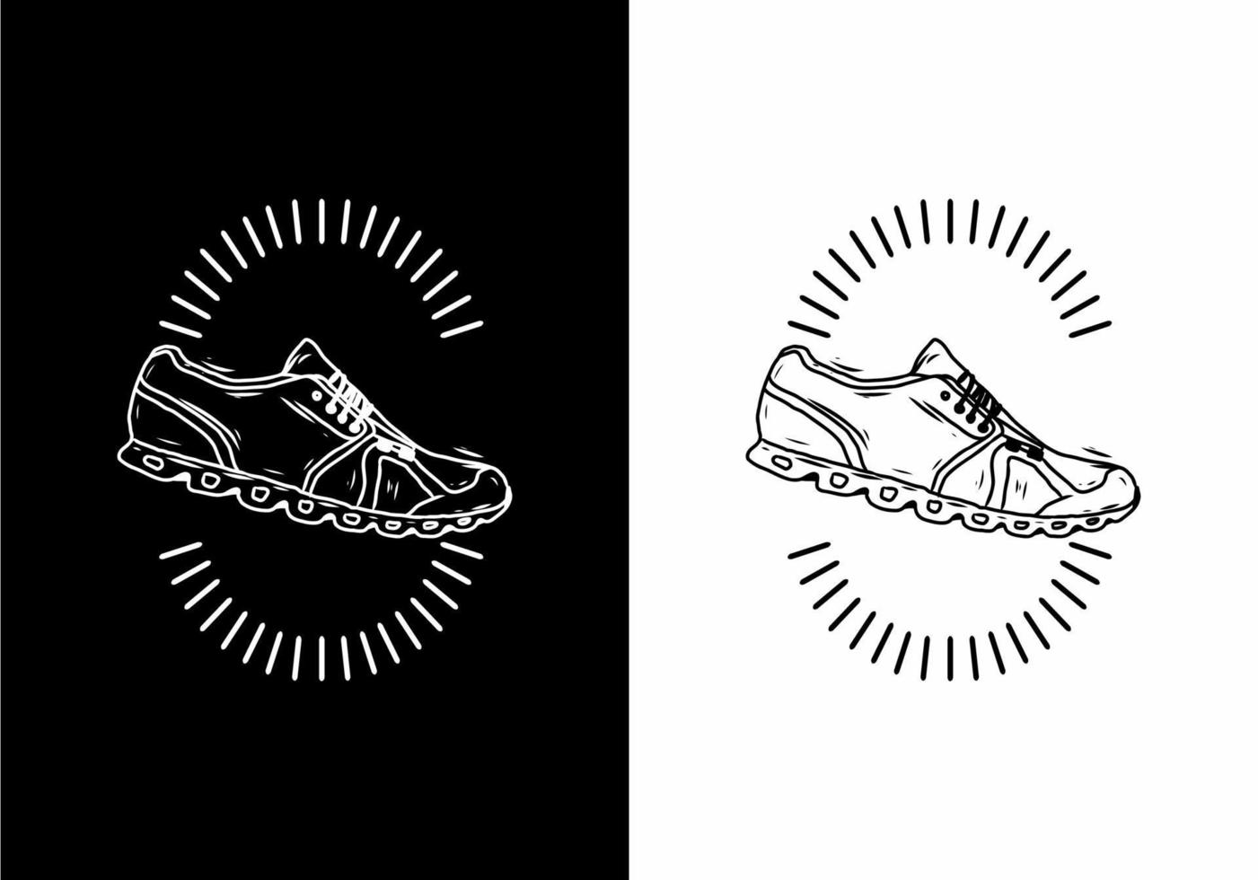 arte de línea en blanco y negro de la insignia de los zapatos vector