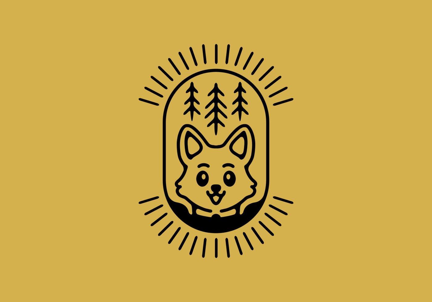Black brown of little dog badge vector