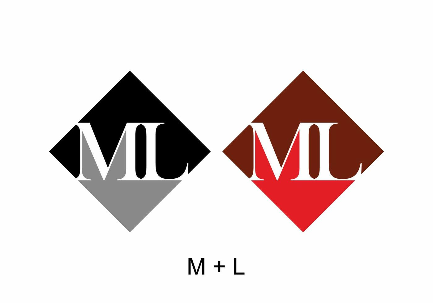 Black grey and red color of ML initial letter vector