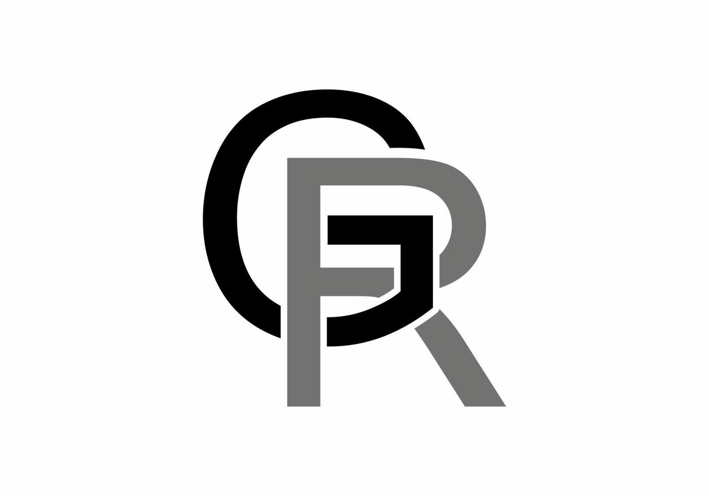 Black grey GR initial letter logo vector