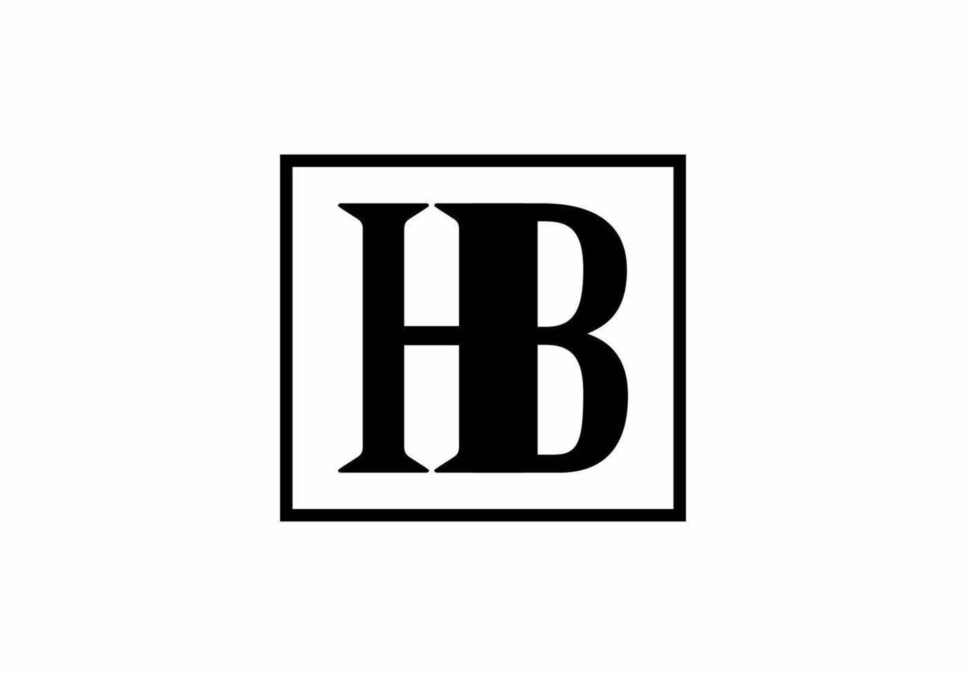 Black HB initial letter in square vector