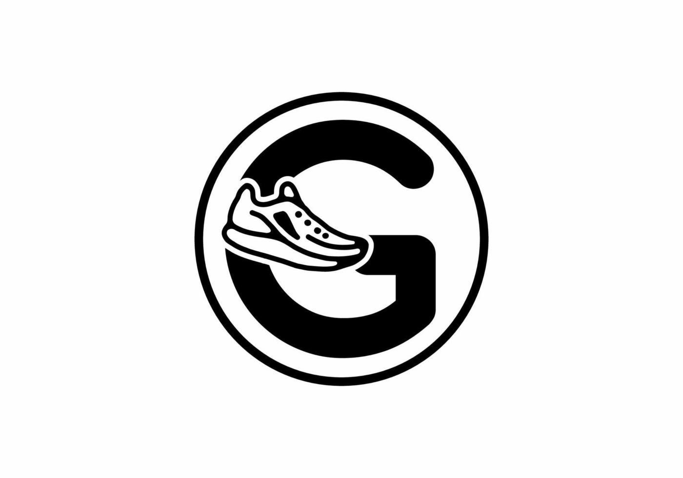 Black G initial letter with shoes in circle vector