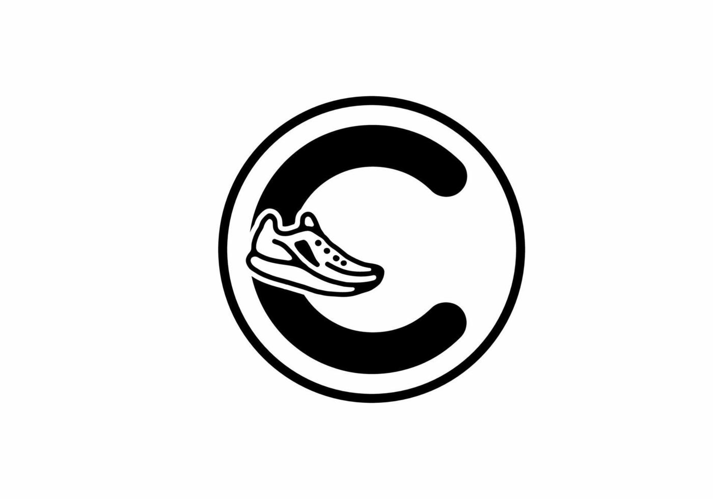 Black C initial letter with shoes in circle vector