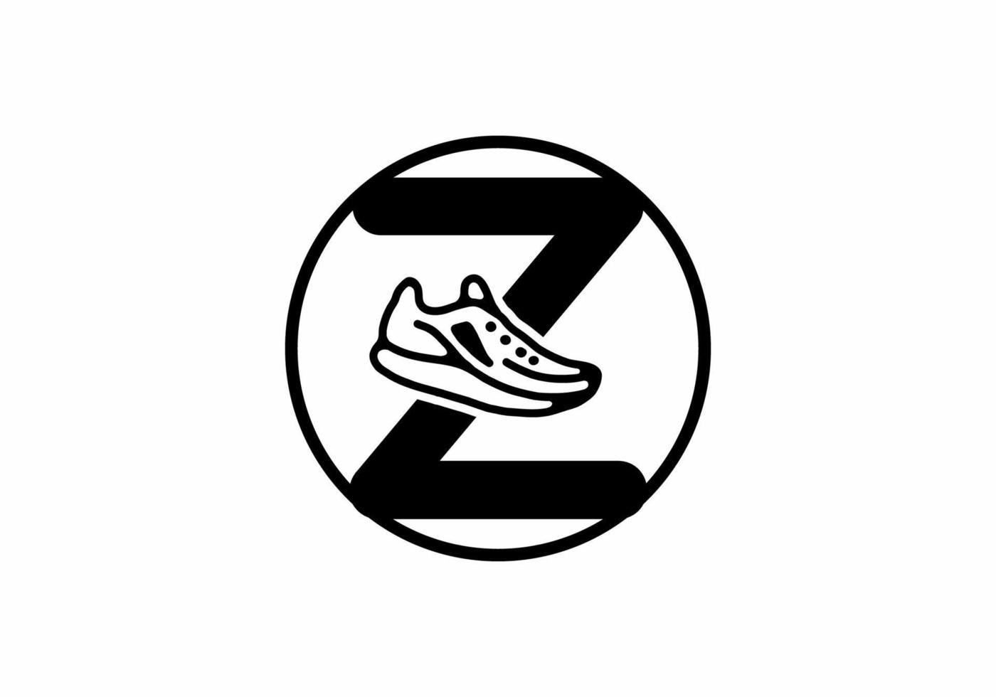 Black Z initial letter with shoes in circle vector