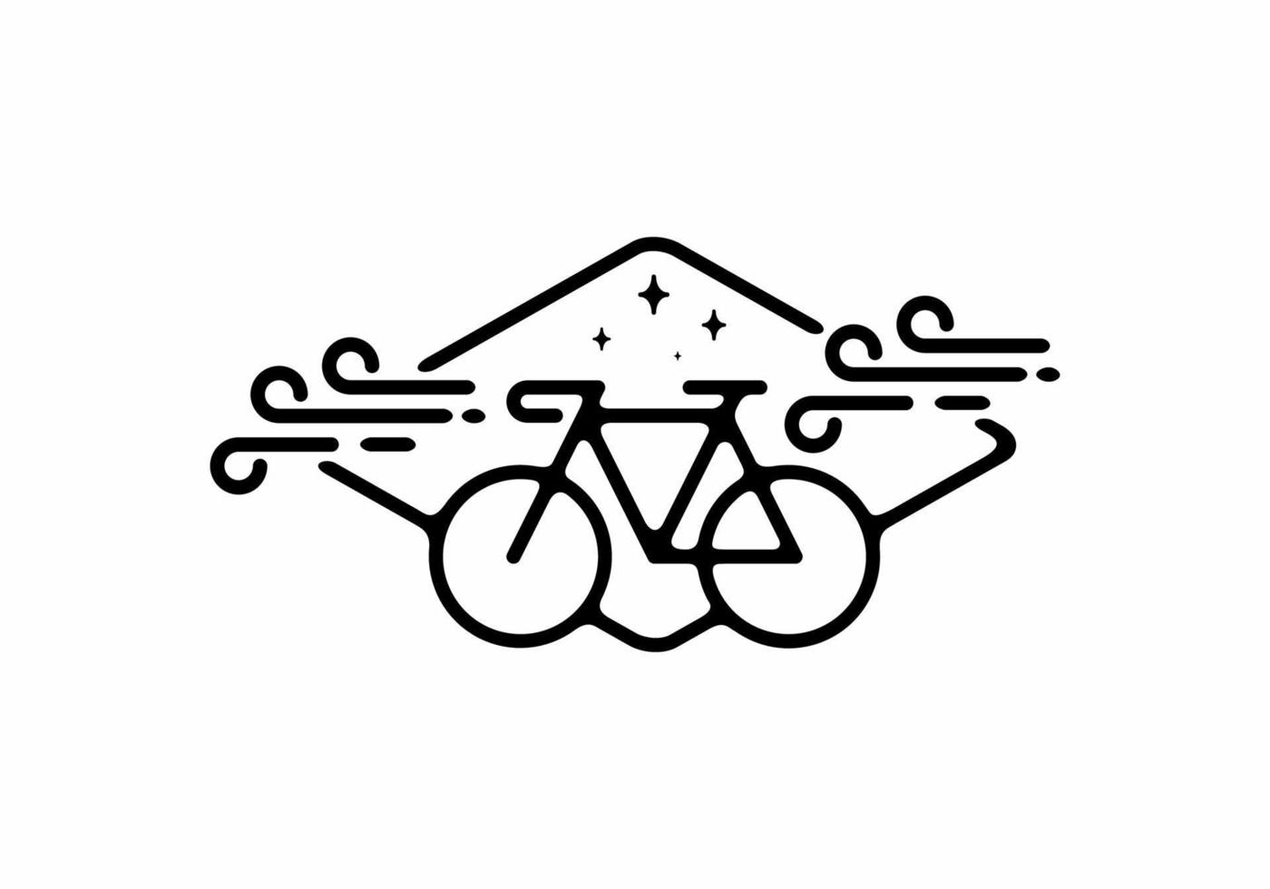 Black line art illustration of bicycle in unique diamond shape vector