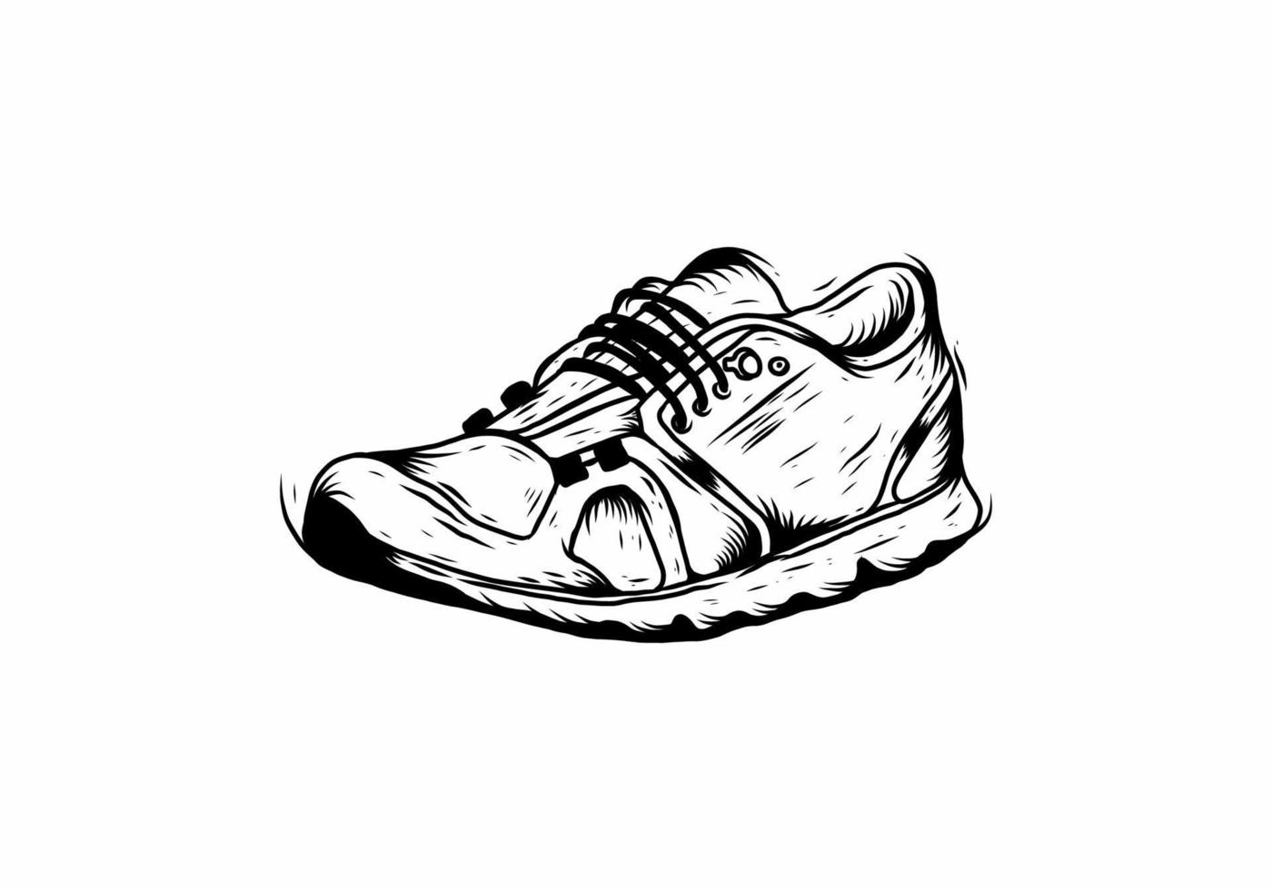 Black line art drawing of modern shoes vector