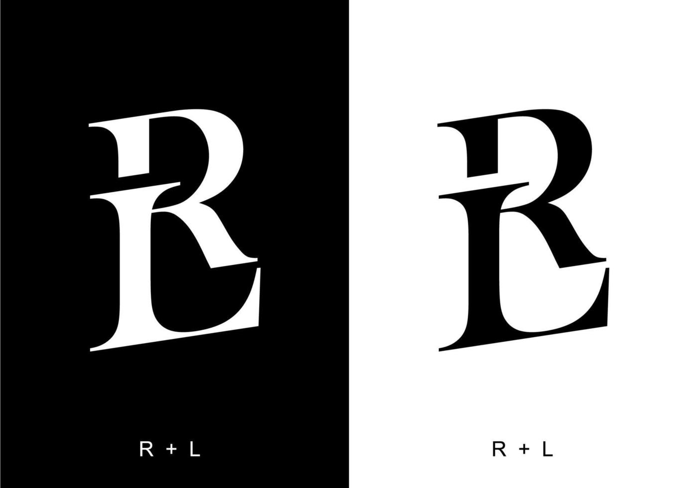 Black and white color of RL initial letter vector