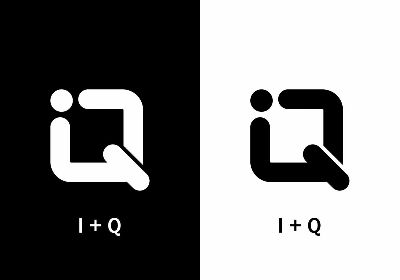 Black and white IQ initial letter vector