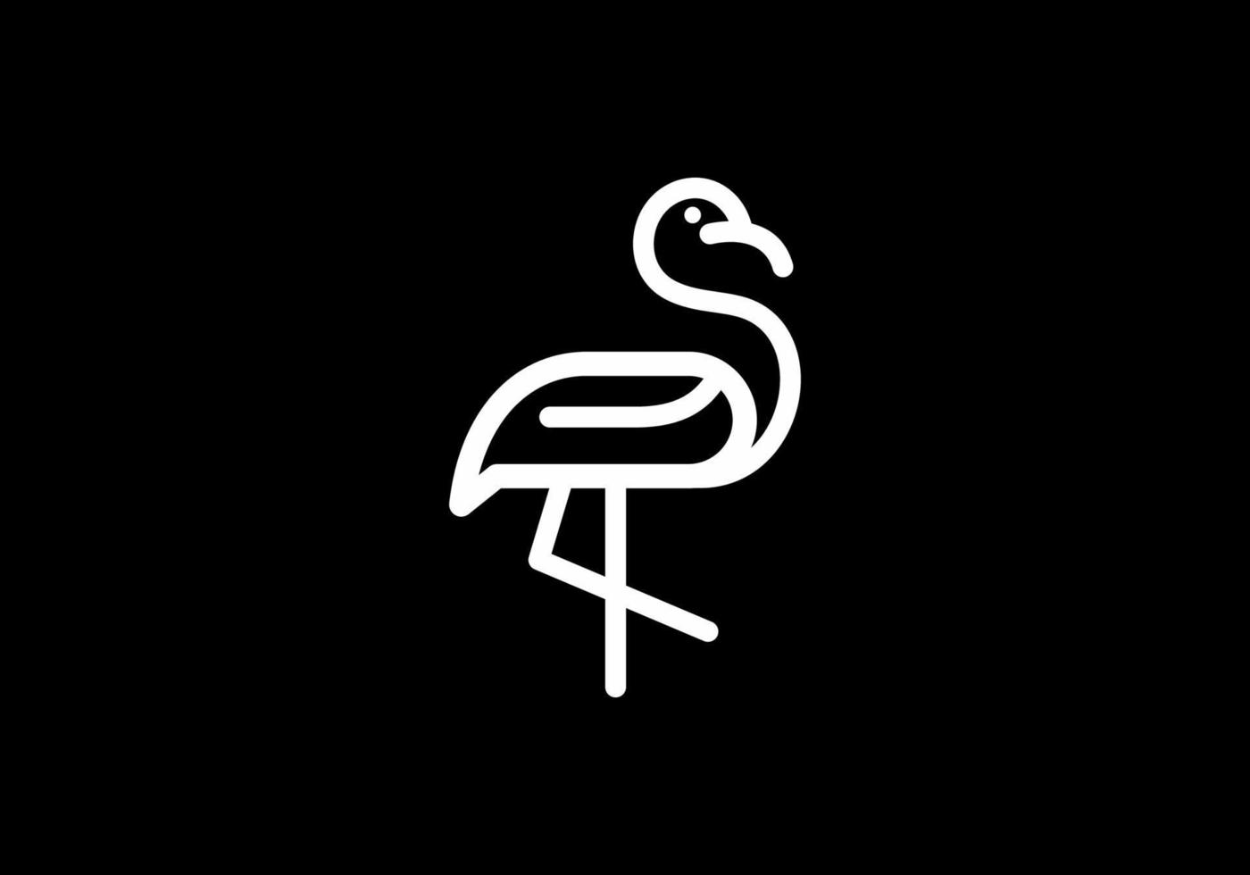 Black and white crane bird line art vector
