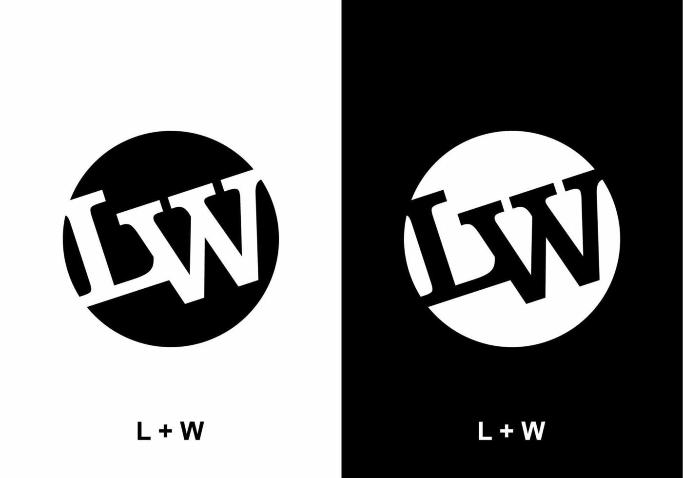 Black and white LW initial letter in circle vector