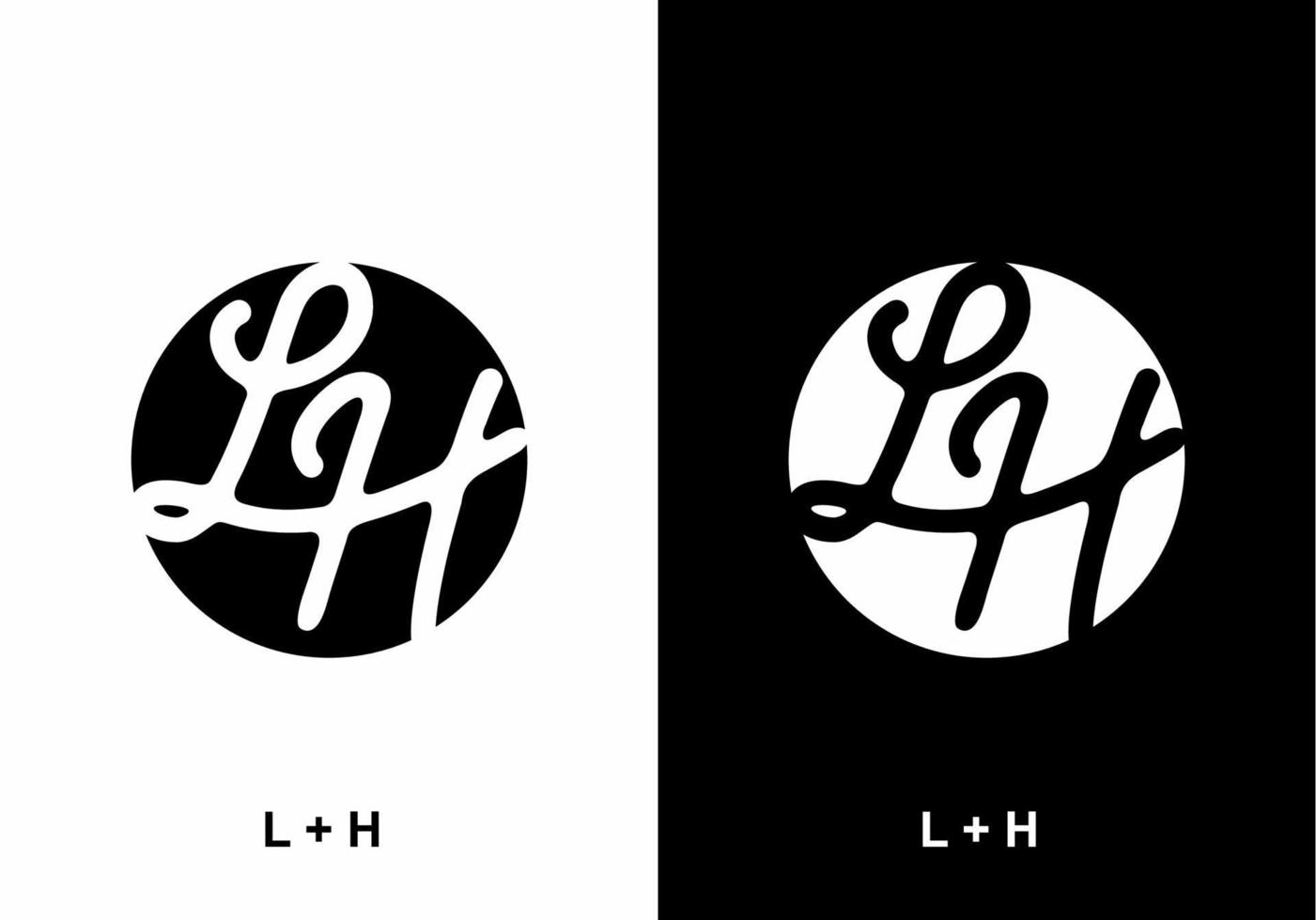 Black and white LH initial letter in circle vector