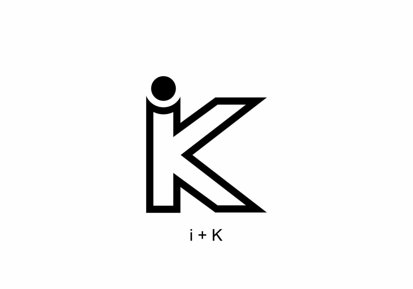 Black color of iK initial letter vector