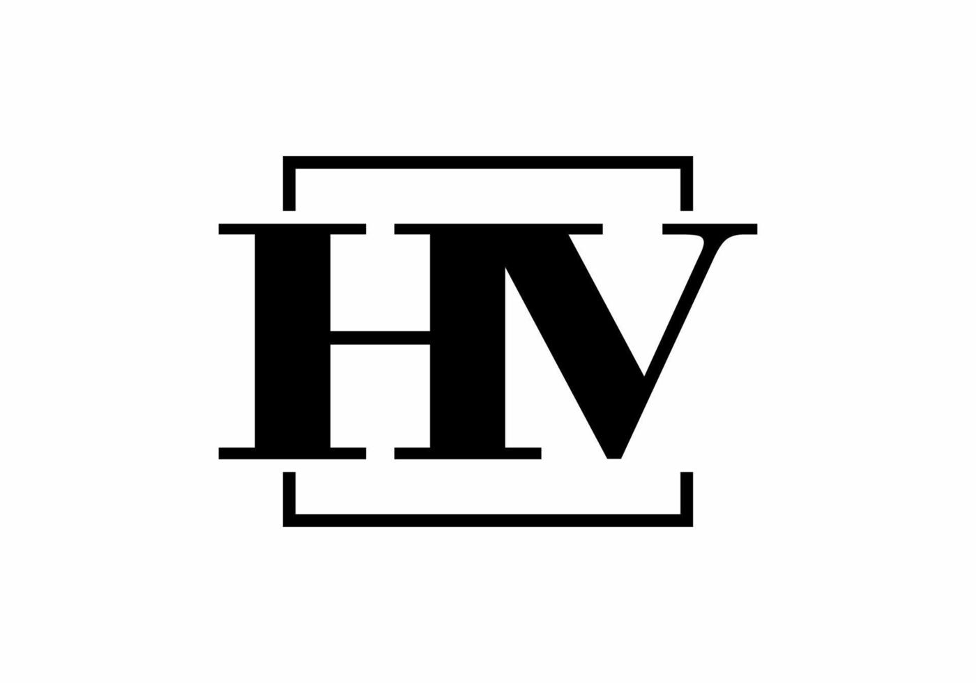 Black HV initial letter in square shape vector