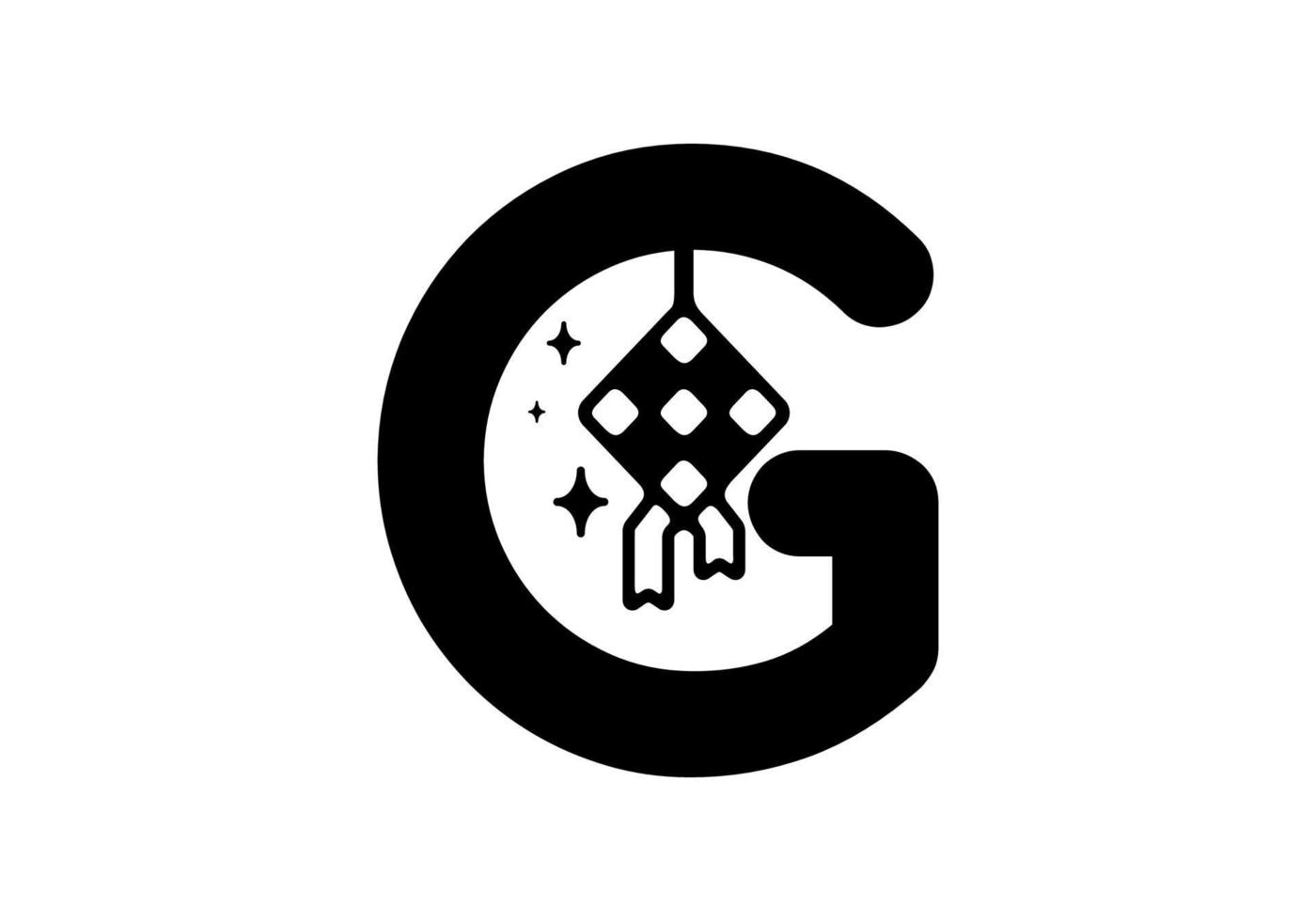 Black G initial letter in in ramadan theme vector