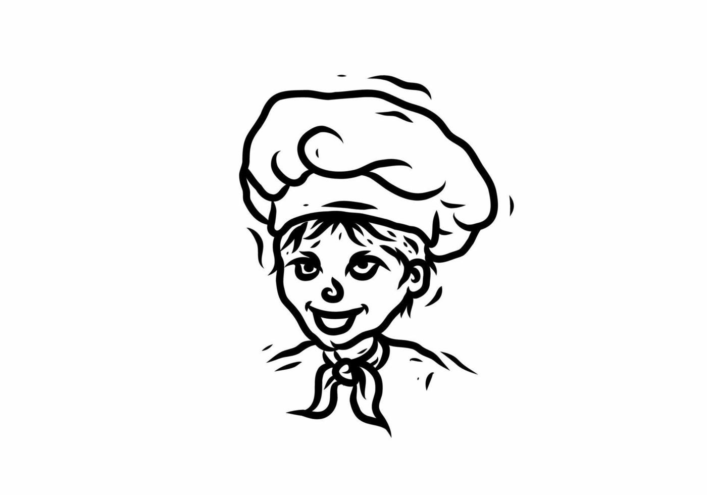 Black illustration drawing of chef vector