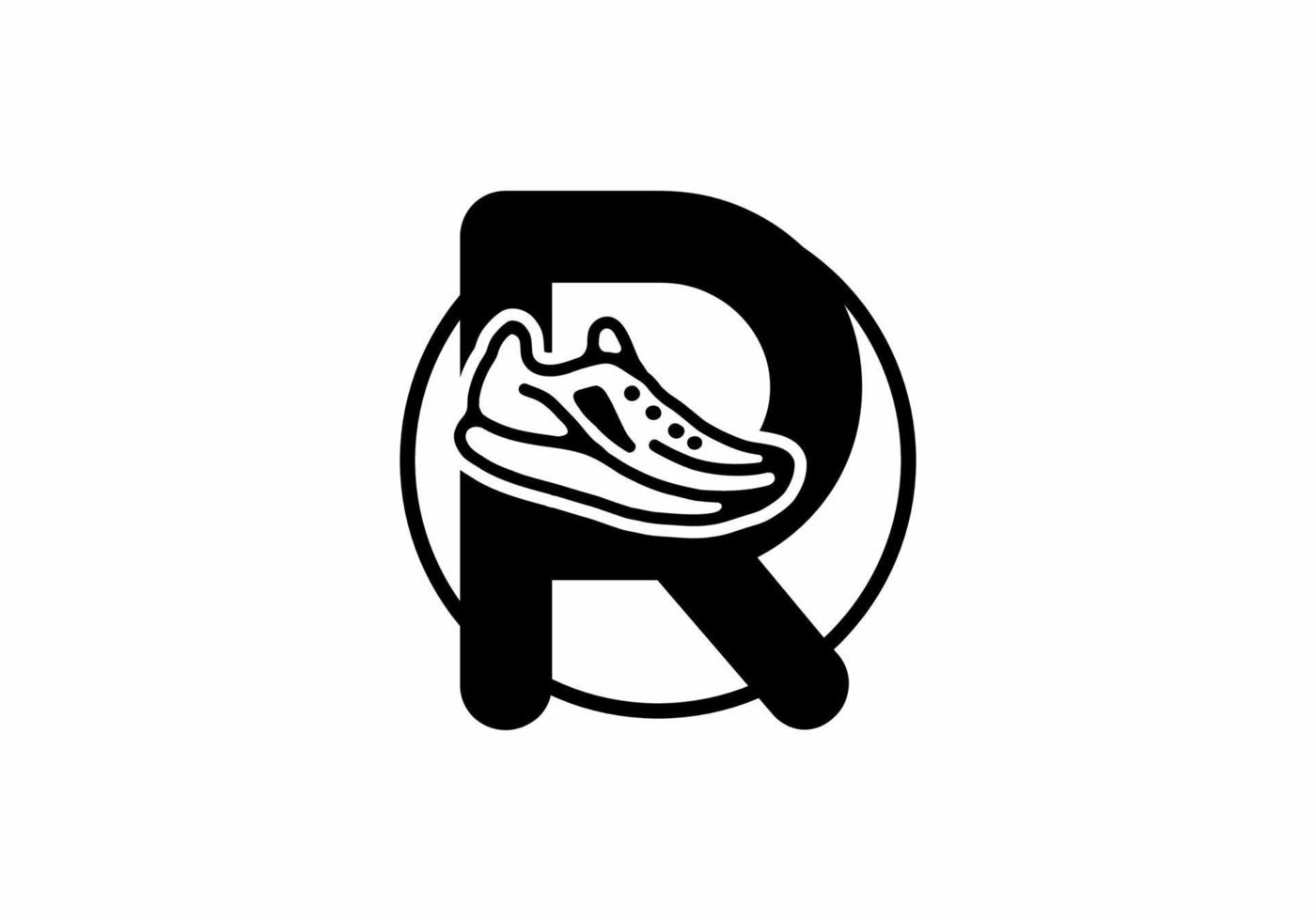 Black R initial letter with shoes in circle vector