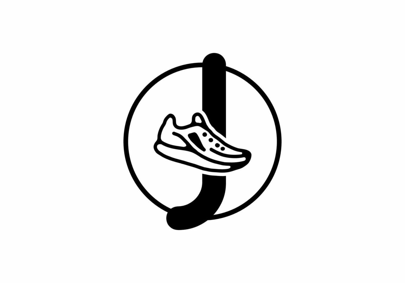 Black J initial letter with shoes in circle vector