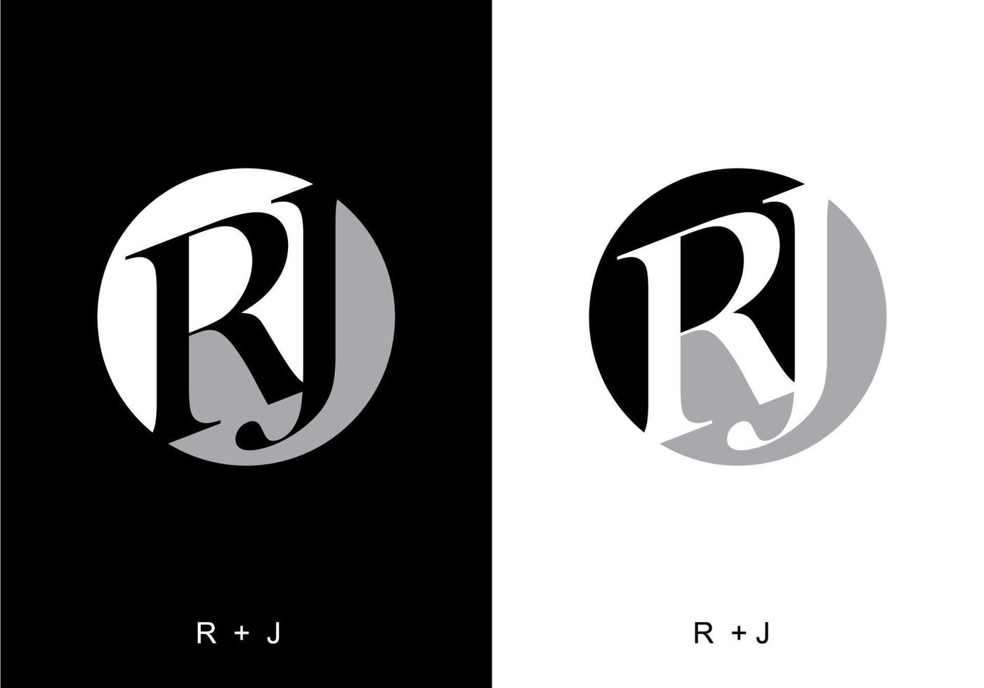 Black and white color of RJ initial letter vector