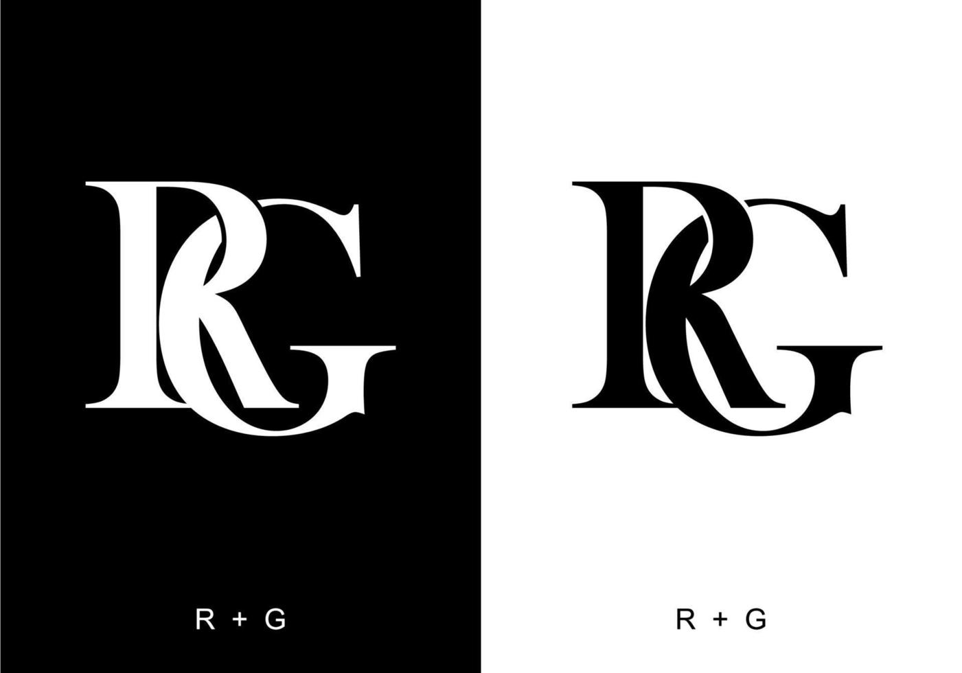 color blanco y negro de la letra inicial rg vector