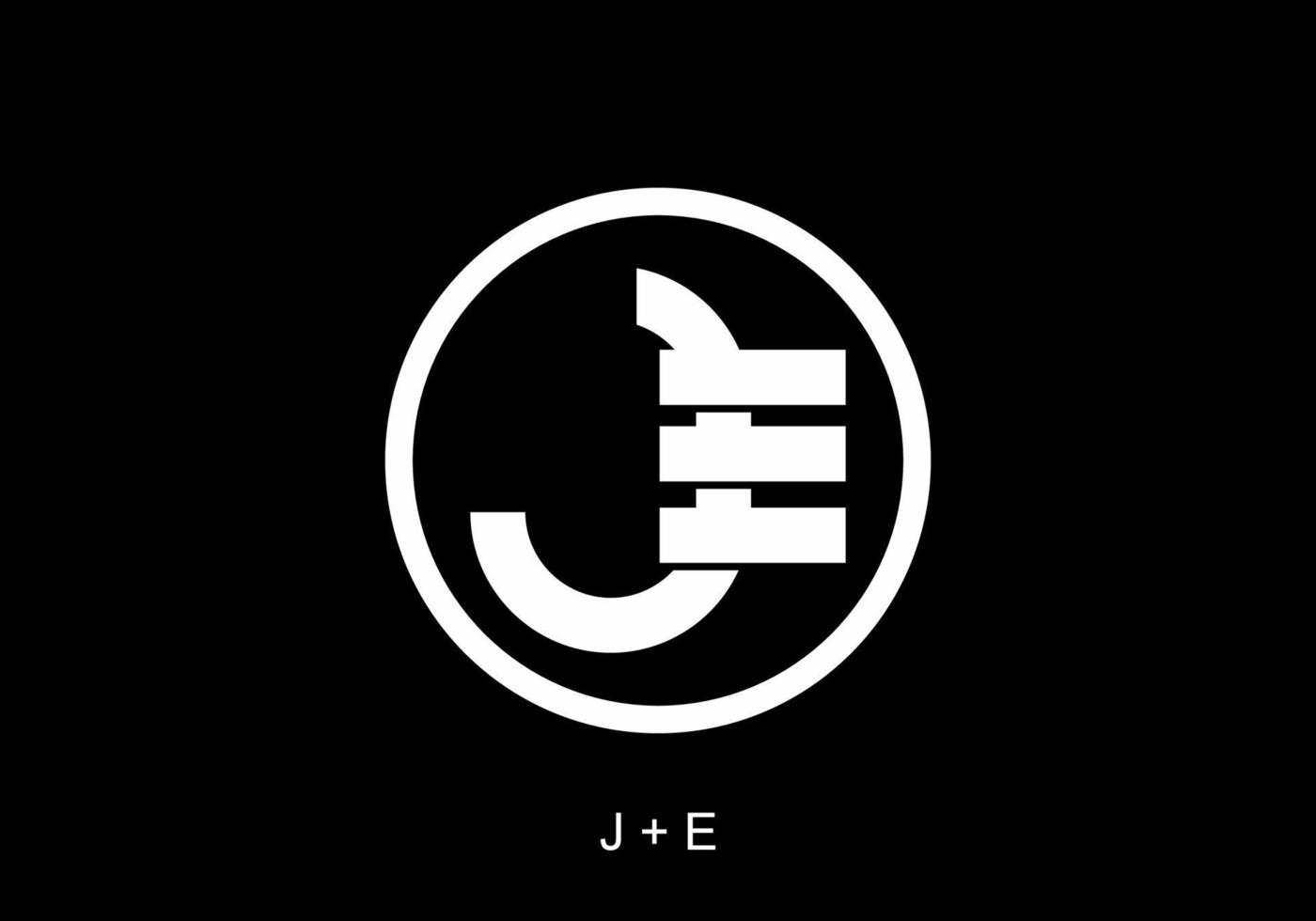 Black and white of JE initial letter in circle vector