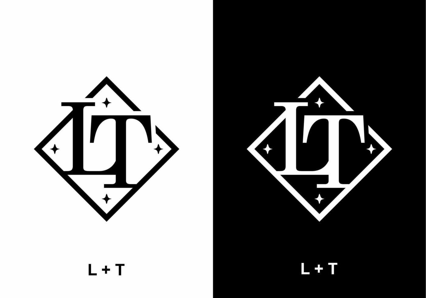 Black and white LT initial letter vector