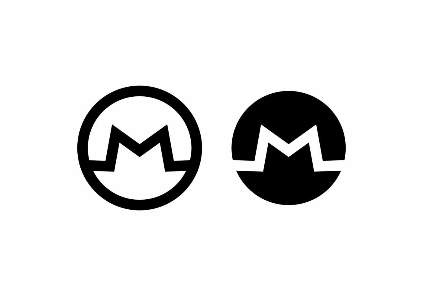 Black and white of M initial letter vector