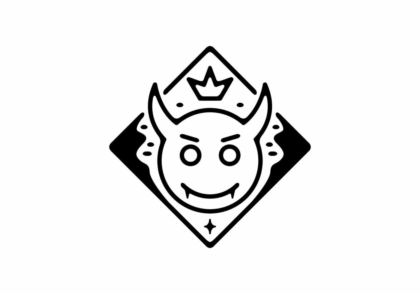 Black color of devil head emotion line art illustration vector