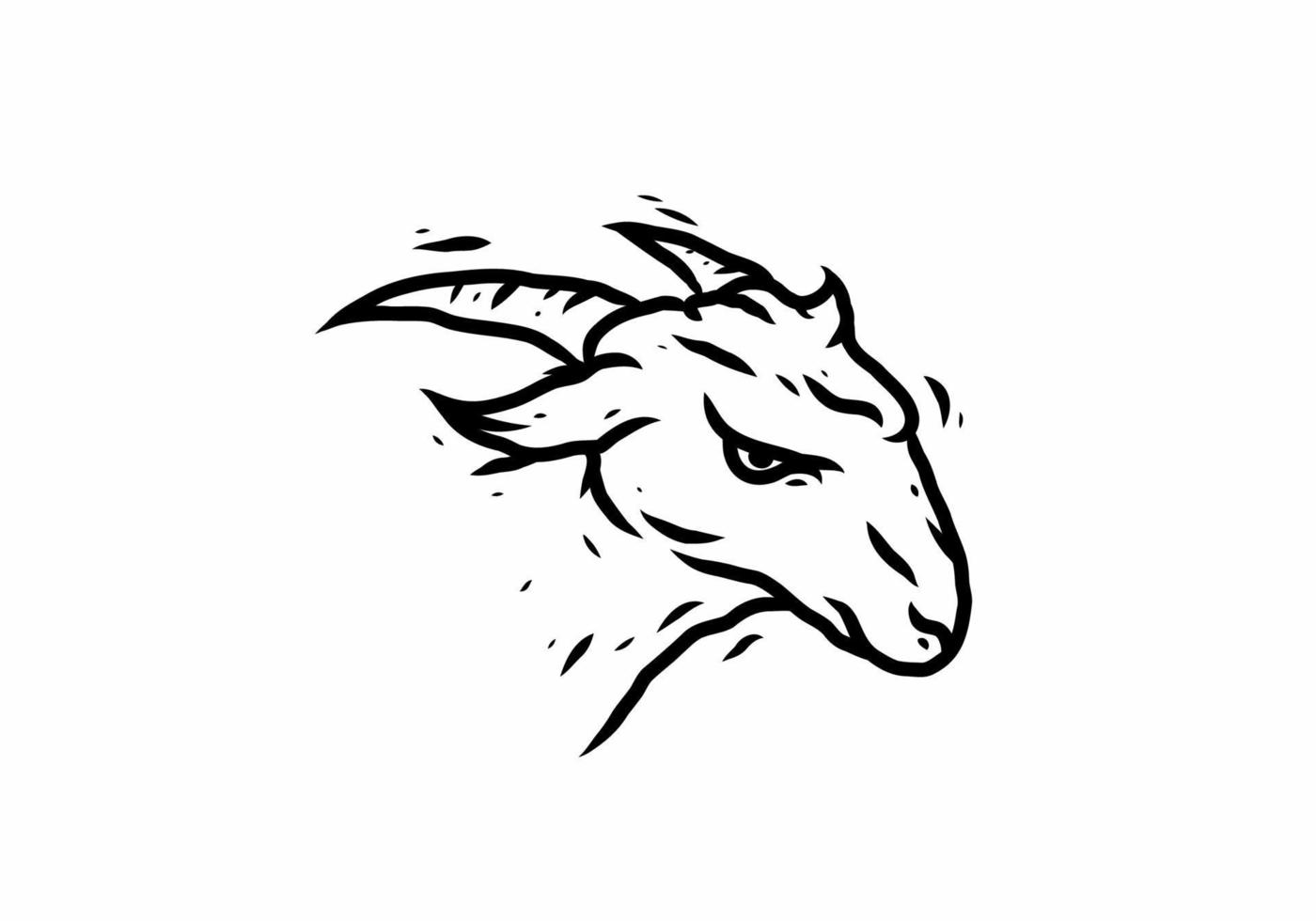 Black illustration drawing of goat vector