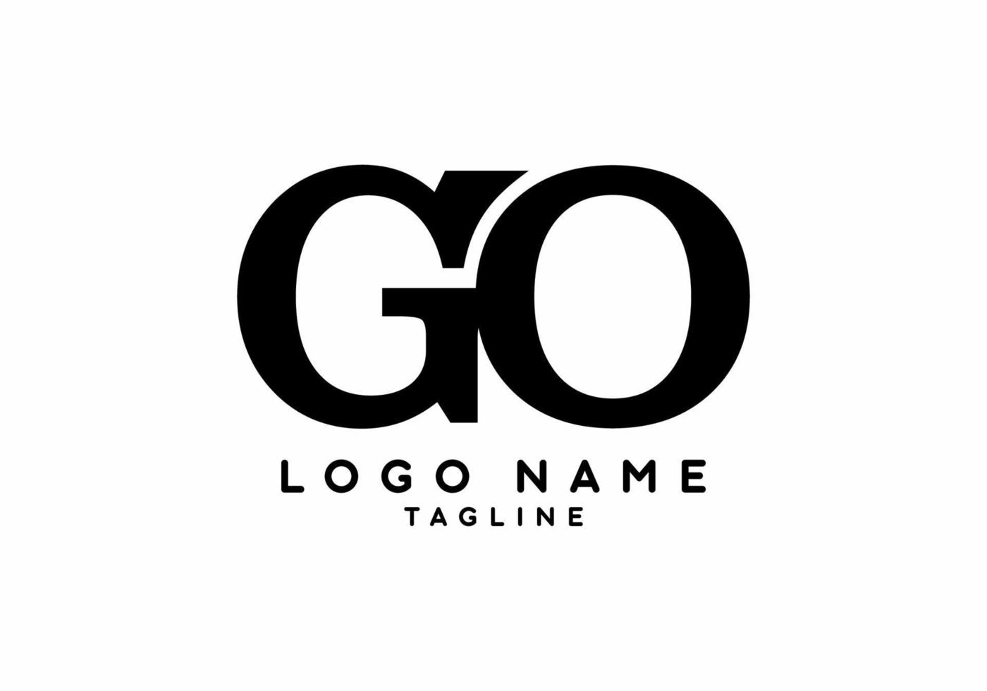 Black GO initial letter logo vector