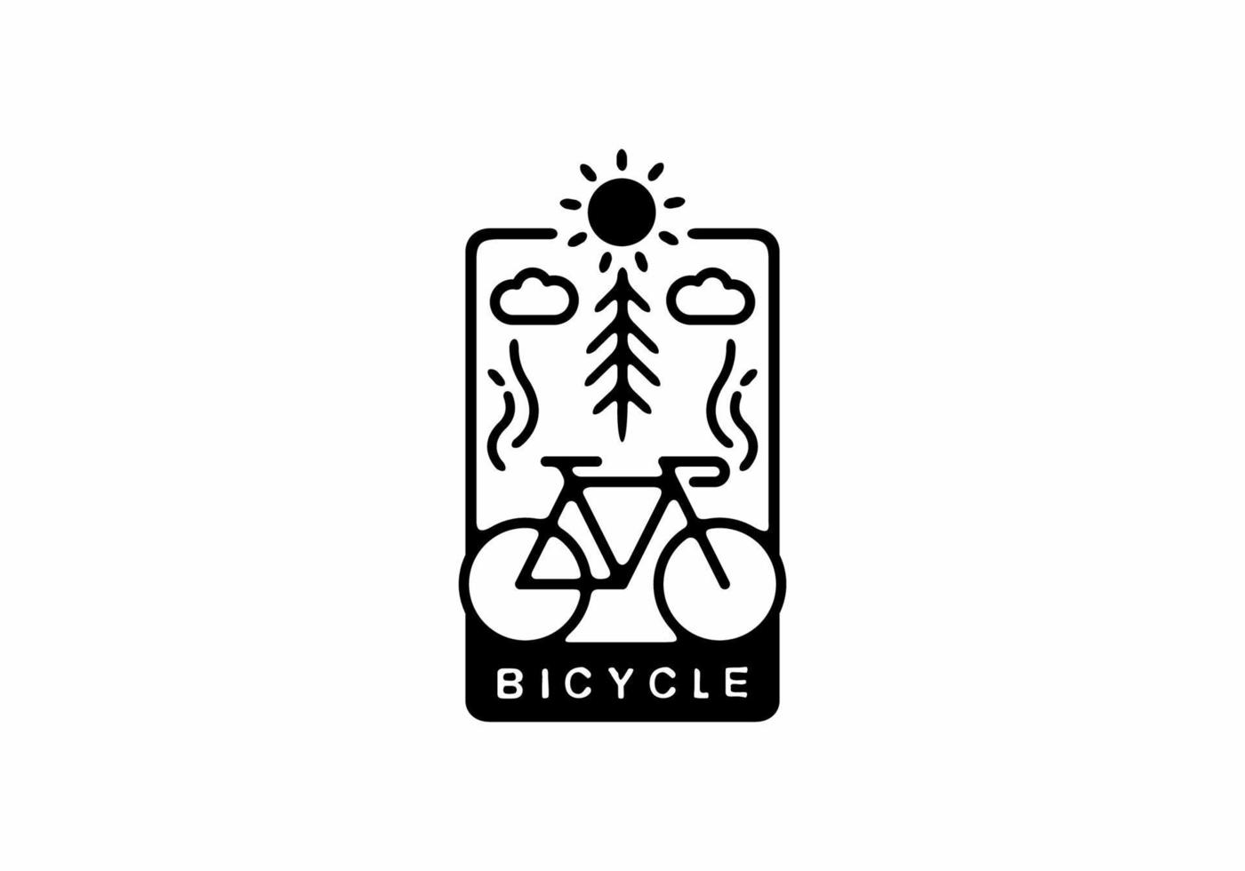 Black line art illustration of bicycle in unique rectangle shape vector