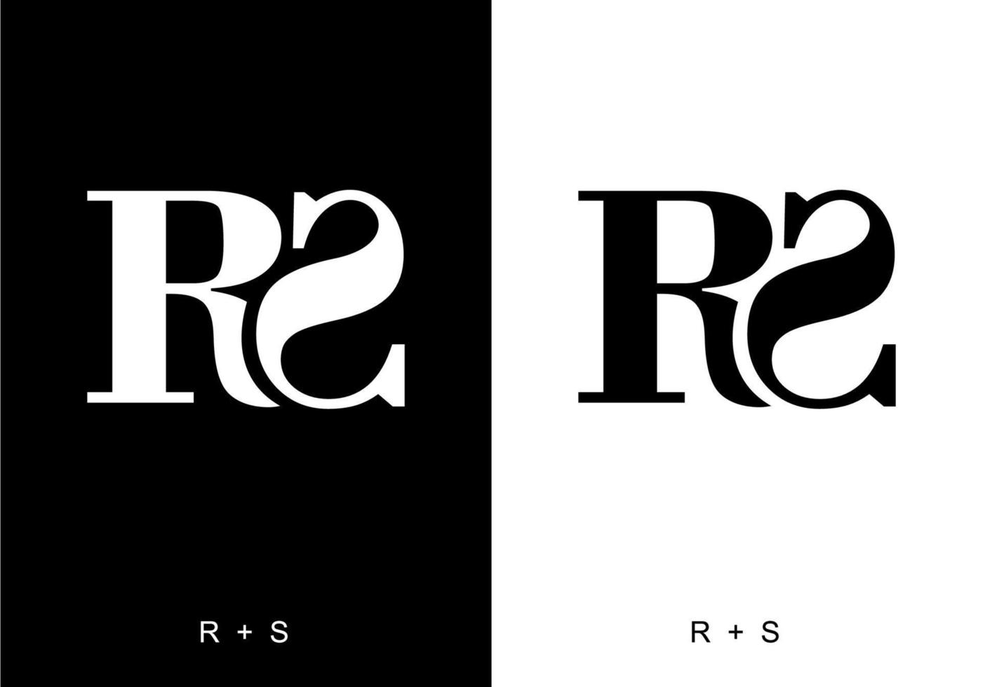 Black and white color of RS initial letter vector