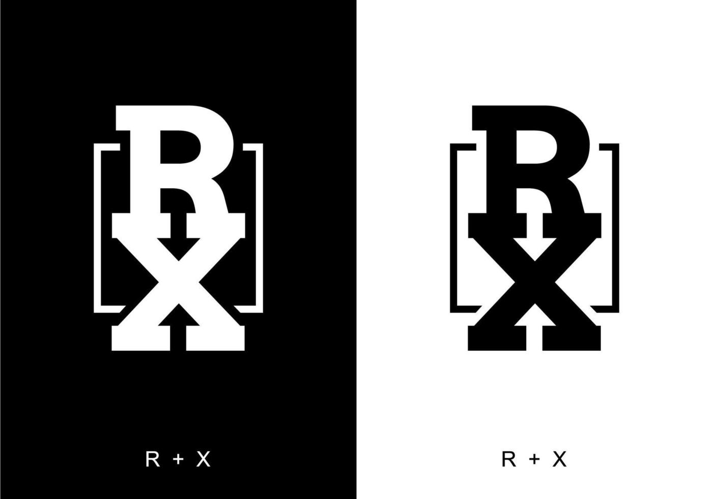 color blanco y negro de la letra inicial rx vector