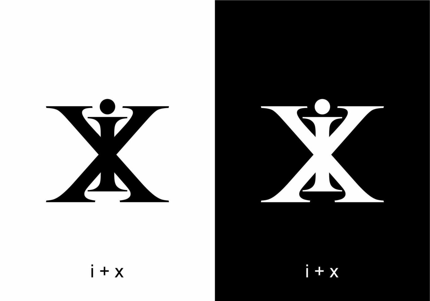 Black and white ix or xi initial letter text vector