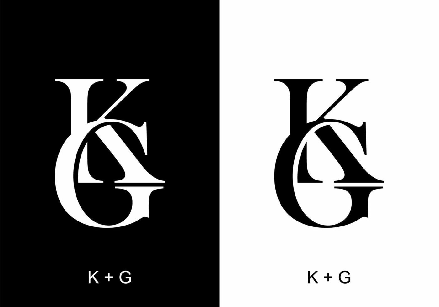Black and white of KG initial letter vector