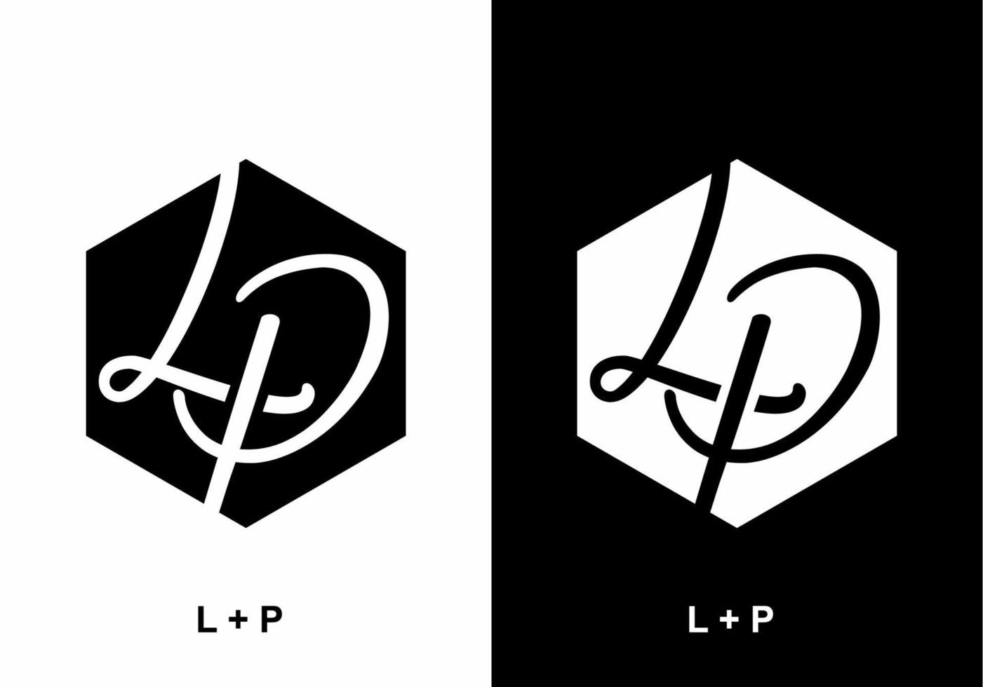 Black and white script LP initial letter vector