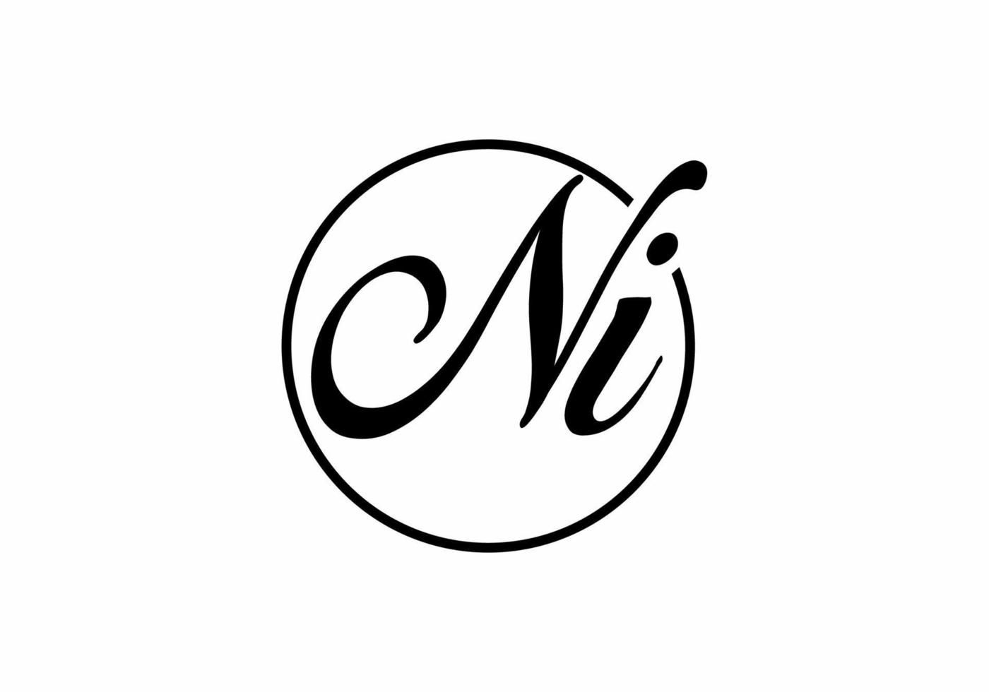 Black color of Ni initial letter vector