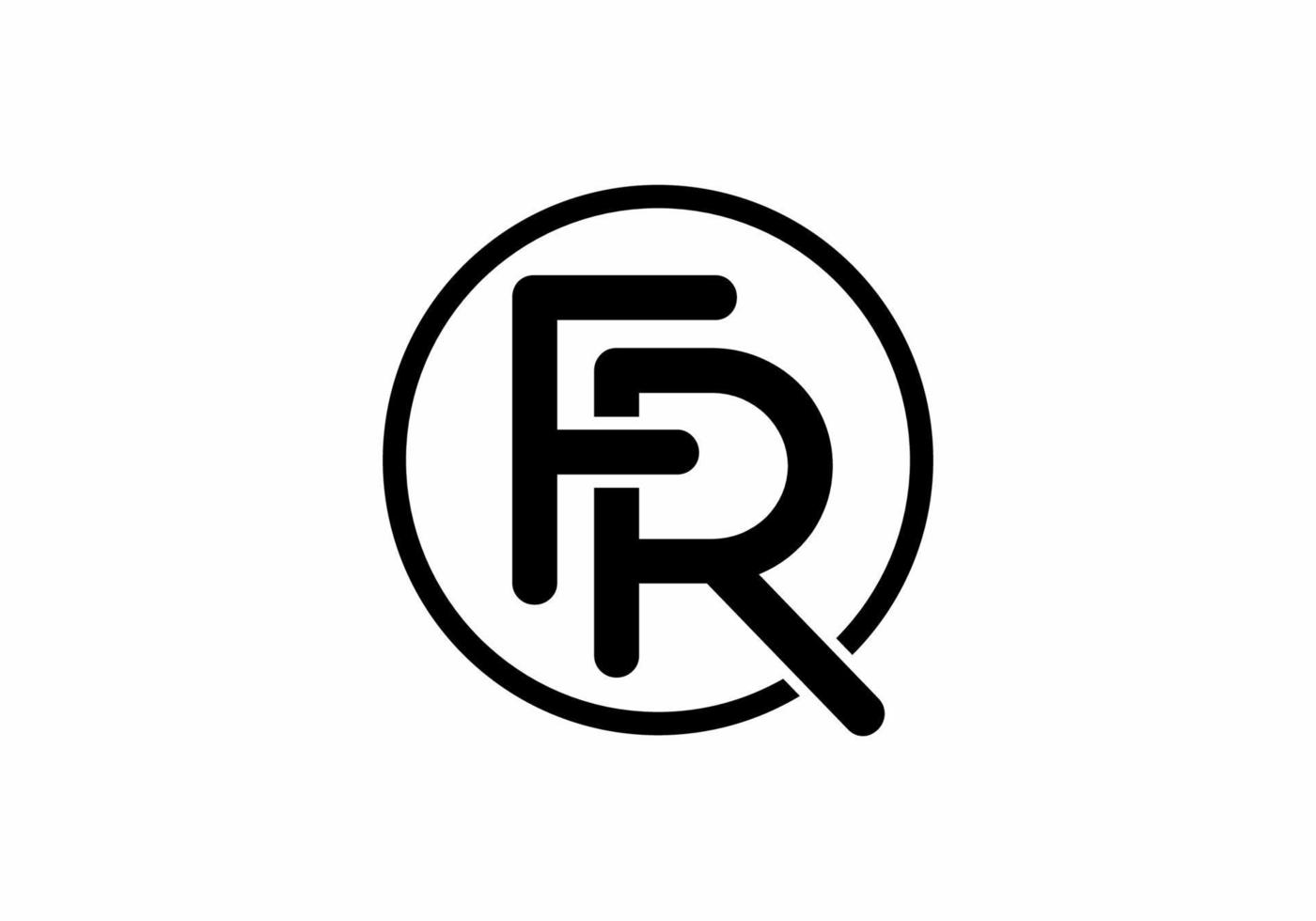 Black FR in circle initial letter logo vector