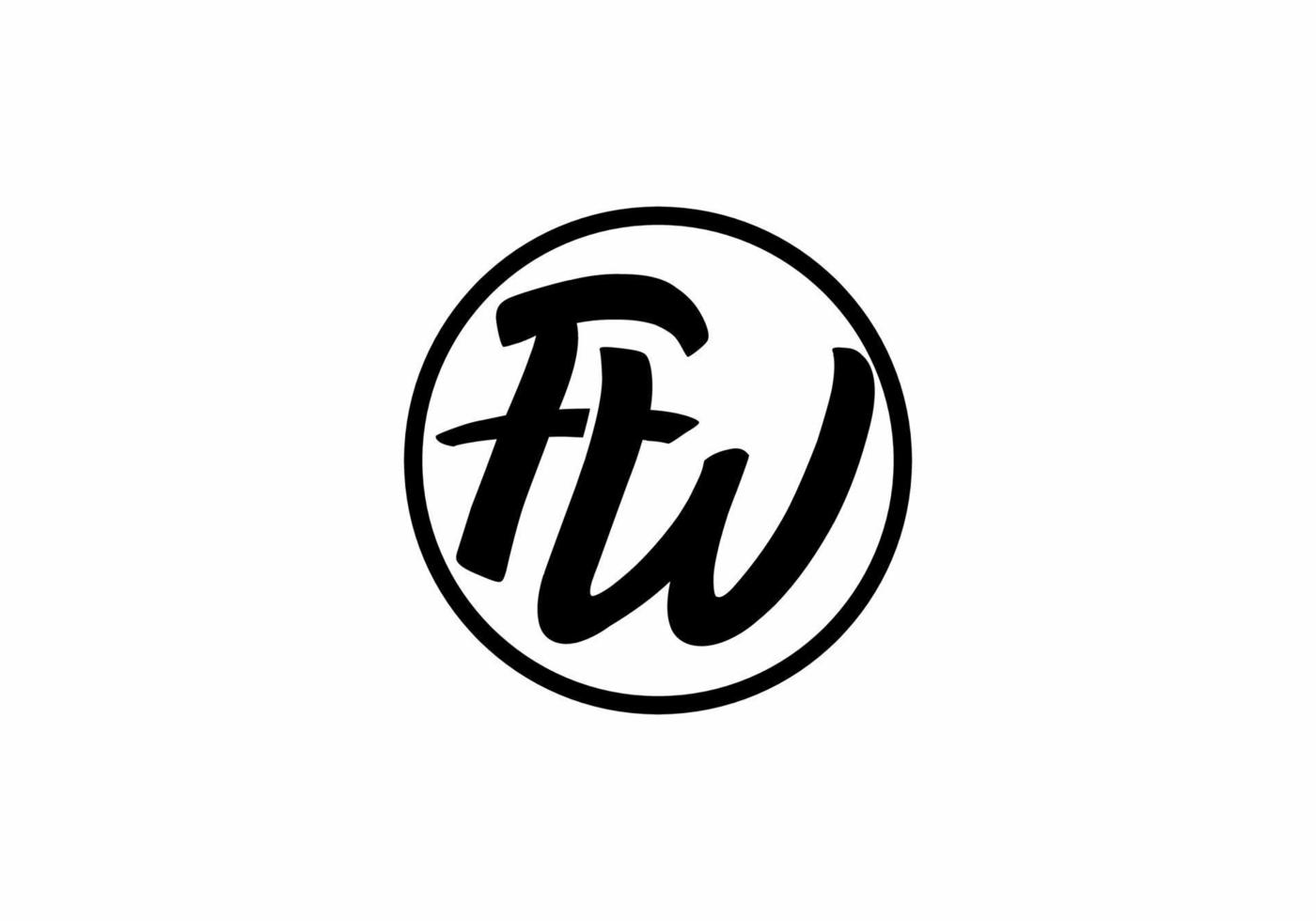 letra inicial fw negra en el logotipo circular vector