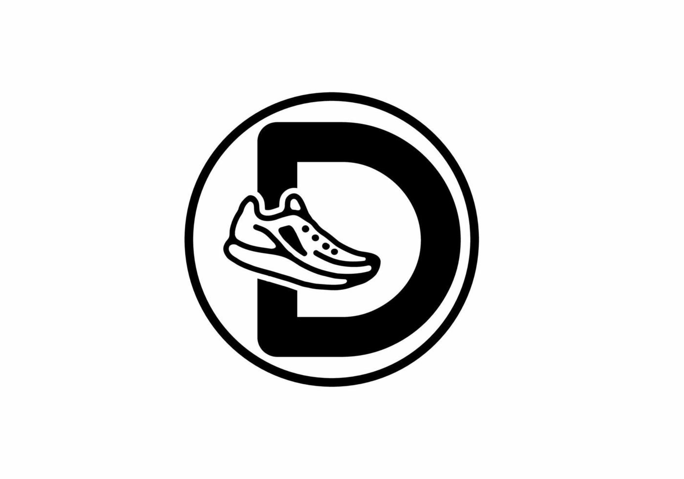 Black D initial letter with shoes in circle vector