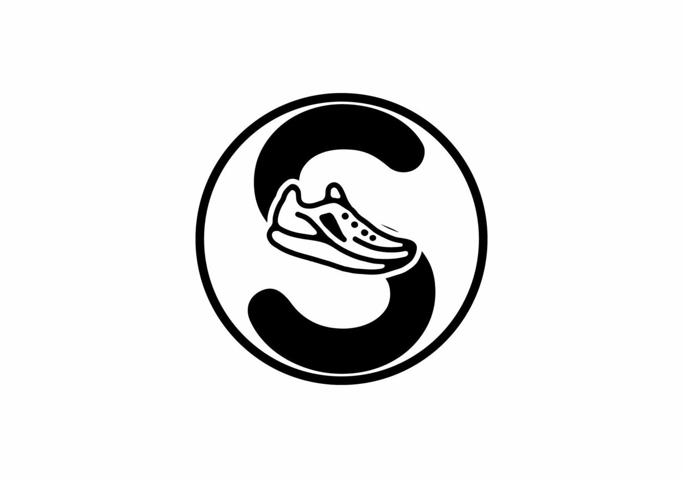 Black S initial letter with shoes in circle vector