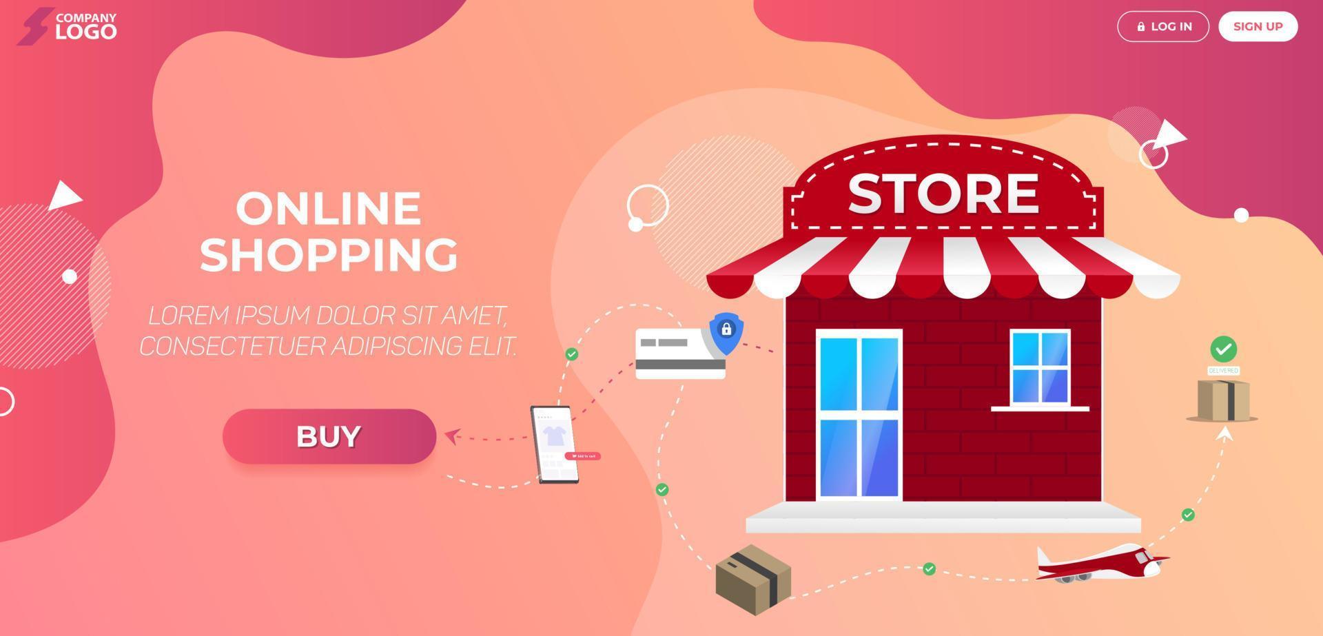 Online Shopping Store Landing Page Premium Vector