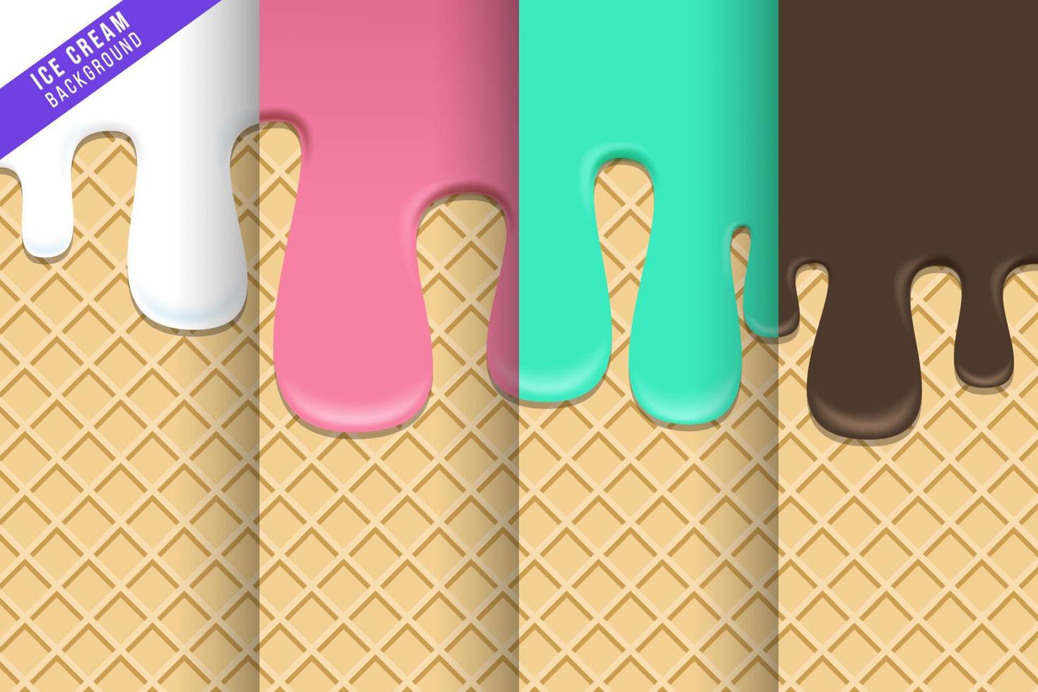 Ice Cream Cone Background Pattern Pack, Flat Illustration vector