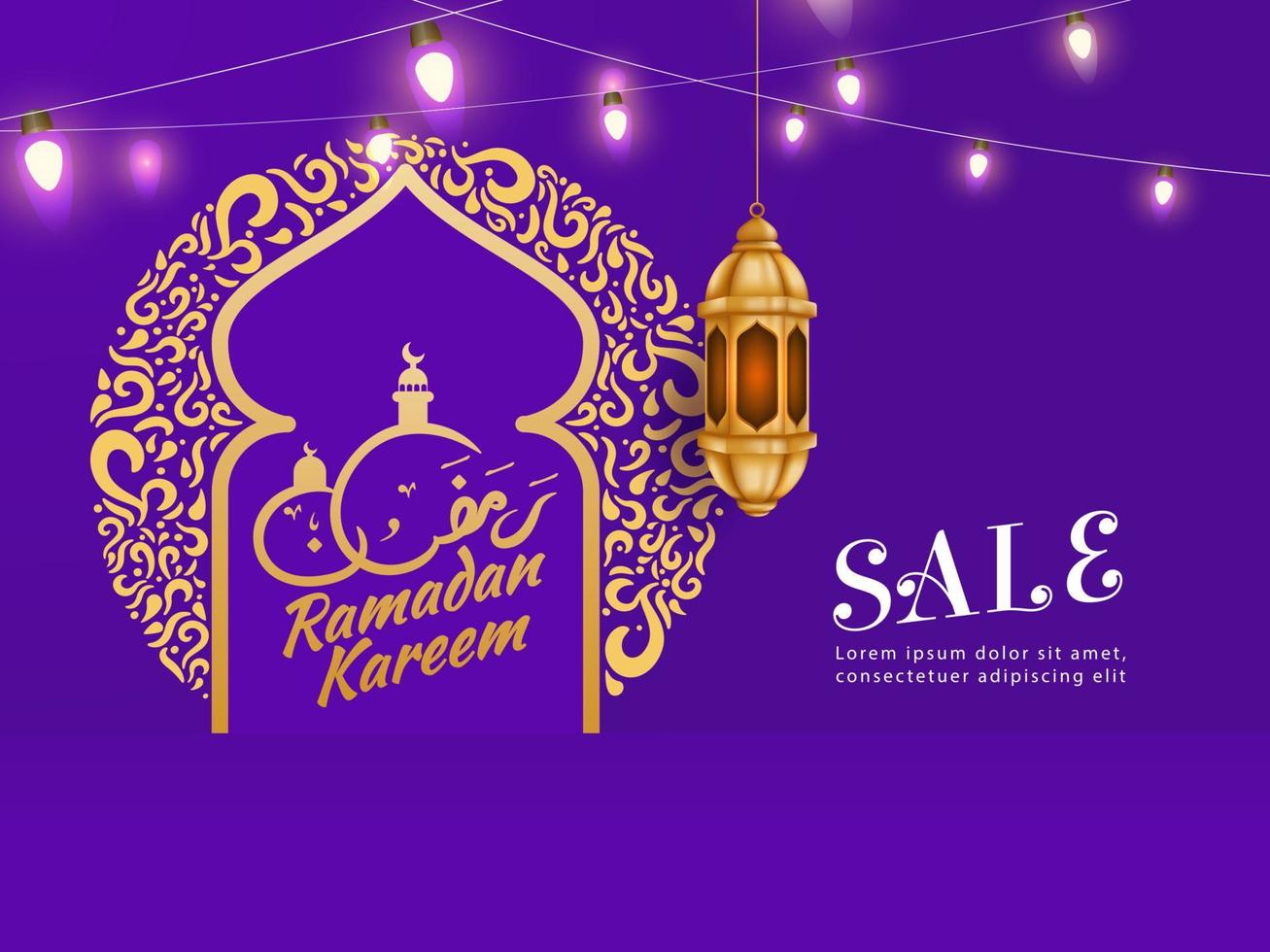 hermoso ramadan kareem con caligrafía árabe venta vector ilustración de fondo