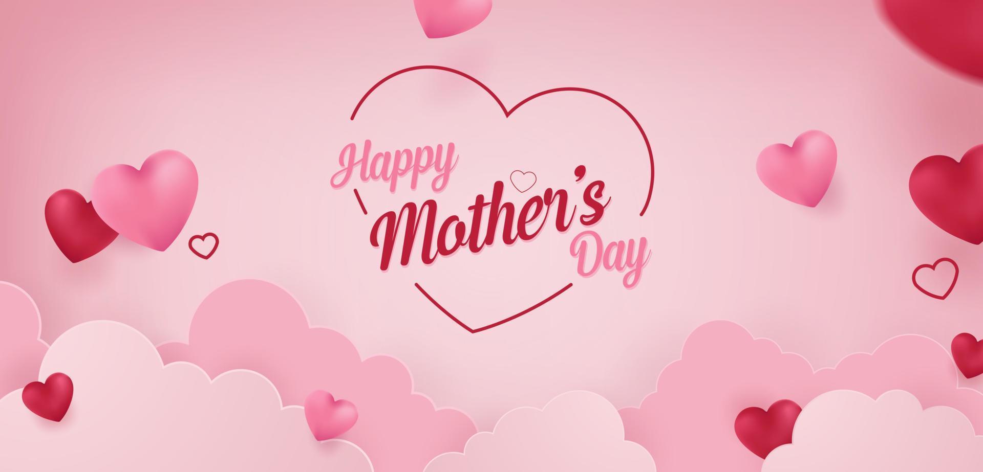 Happy Mother's Day Vector Banner Concept Background Illustration