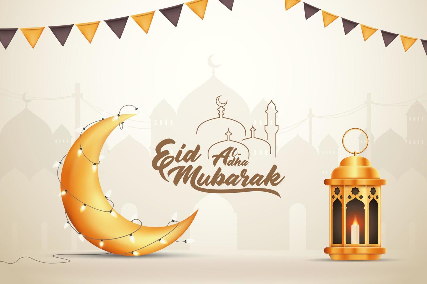 Beautilful Eid-al-adha Eid Mubarak Greetings Vector Illustration Background
