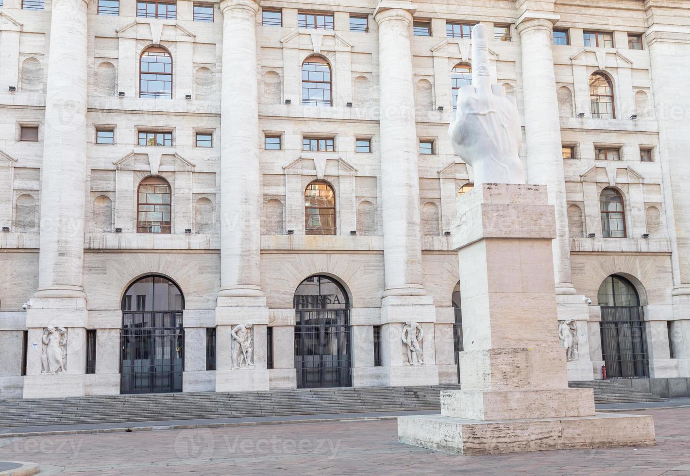 Milan, Italy - Circa March 2022 - stock market building - Borsa di Milano, Italian finance and business core. photo